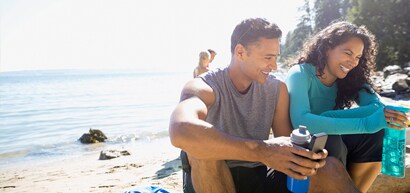 Couple resting on beach